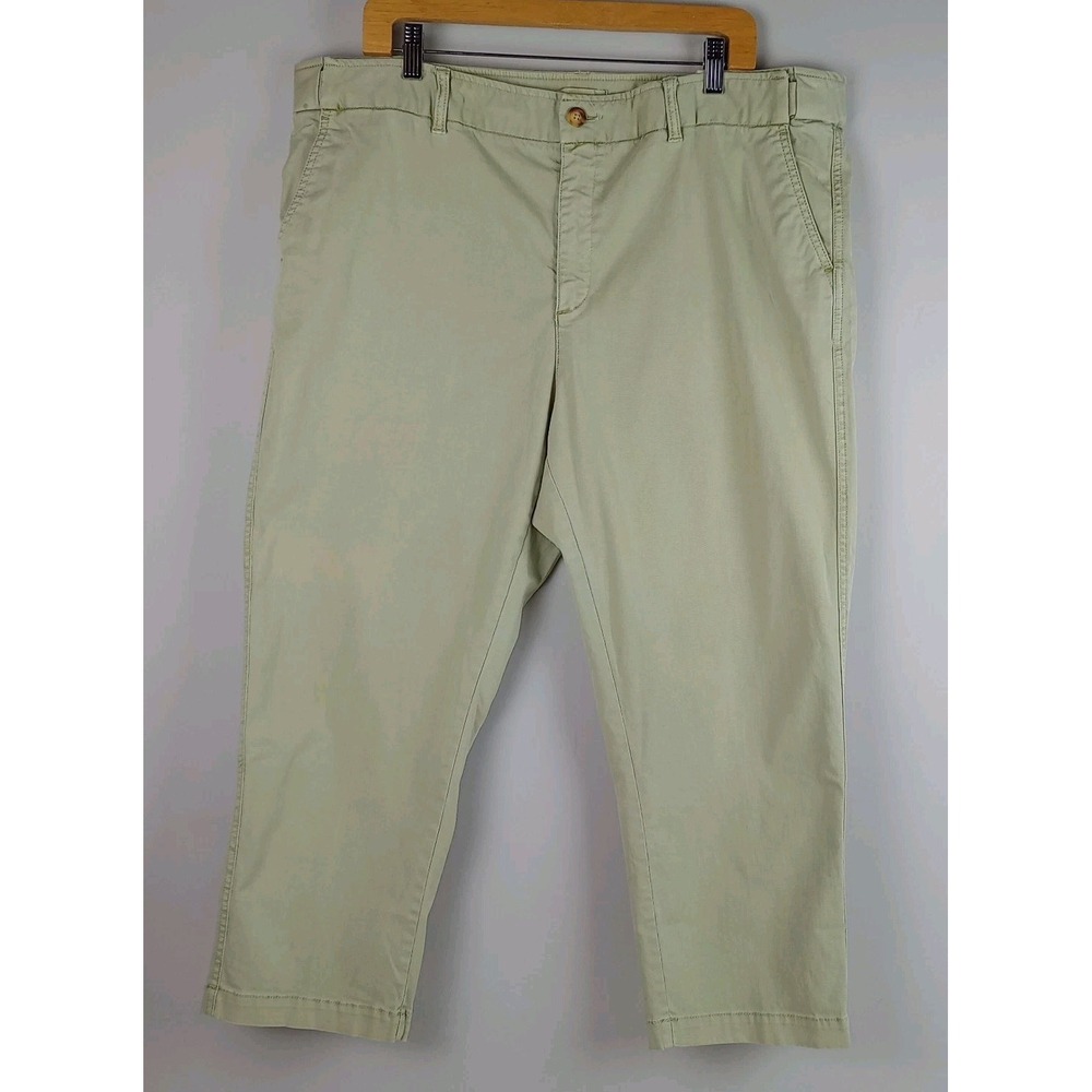 Coldwater Creek Womens 18W Pale Sage Green Tapered Stretch Denim Capri Pants